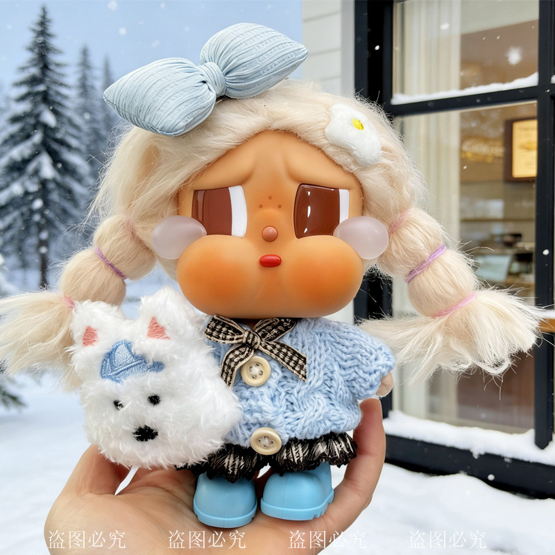 哭娃crybaby娃衣蓝色针织套装甜美可爱蝴蝶结装饰潮玩娃衣,淘宝优惠券,粉丝福利购,淘宝优惠卷