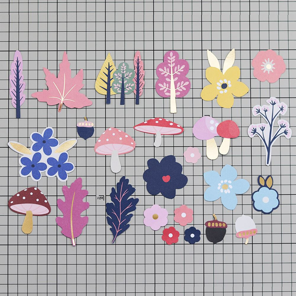 CRZCrafter 67pcs Printed Paper Diecuts Shapes Foil Design F - 图2