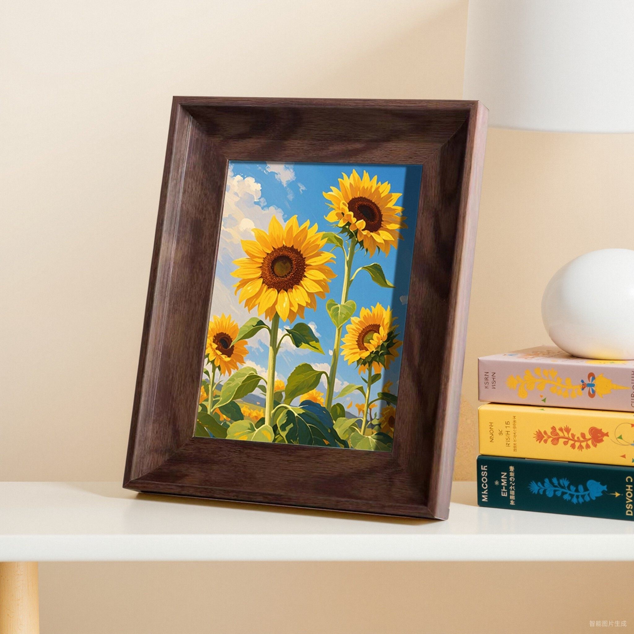欣欣向荣夏季向日葵相框摆台画新中式客厅装饰卧室床头柜桌面摆件,淘宝优惠券,粉丝福利购,淘宝优惠卷