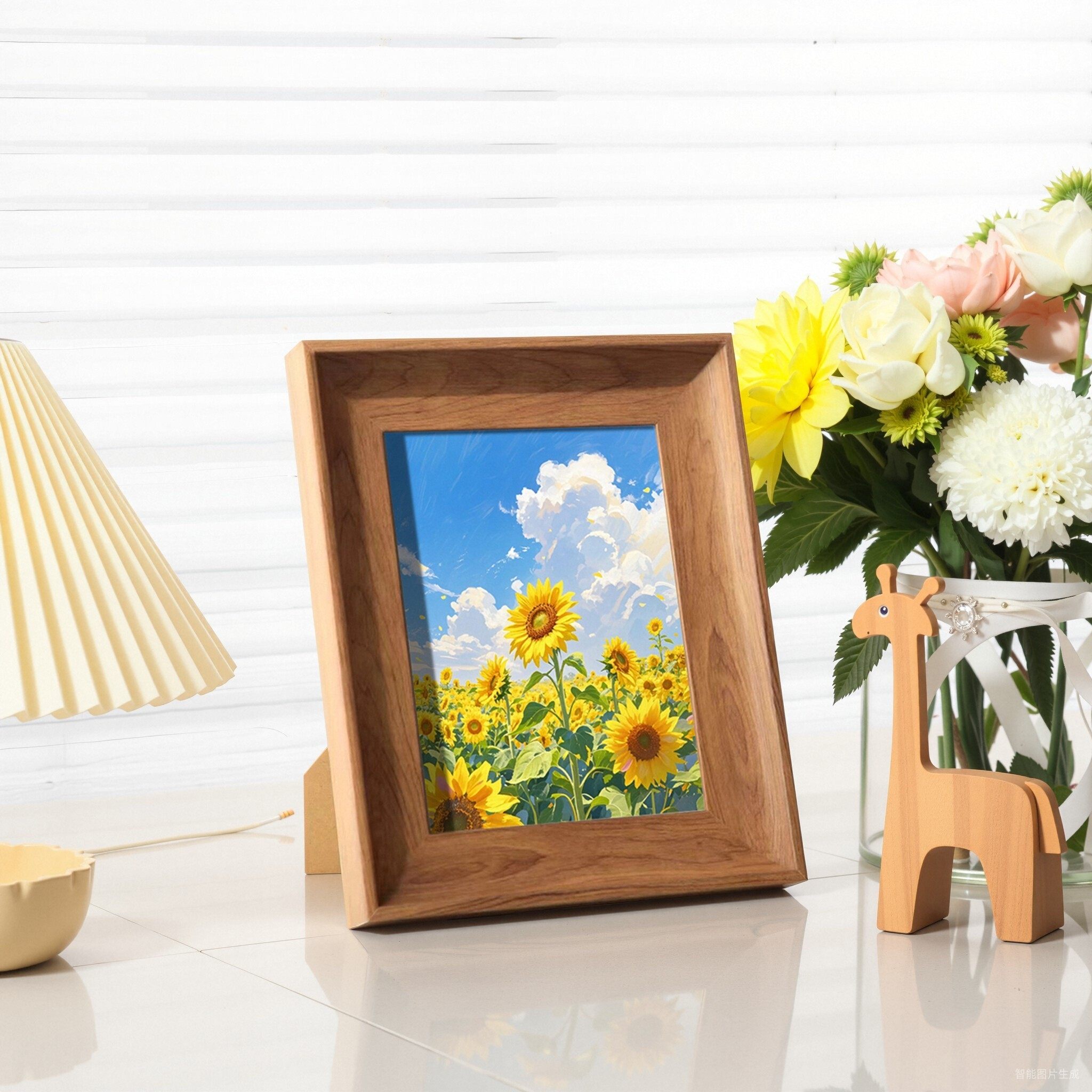 欣欣向荣夏季向日葵相框摆台画新中式客厅装饰卧室床头柜桌面摆件,淘宝优惠券,粉丝福利购,淘宝优惠卷