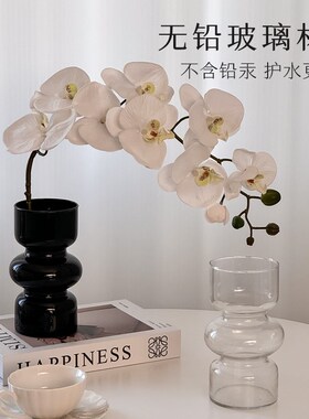 速发花瓶水培插花柜众高级感黑色风轻奢玻关瓶玄璃电视小客厅摆件