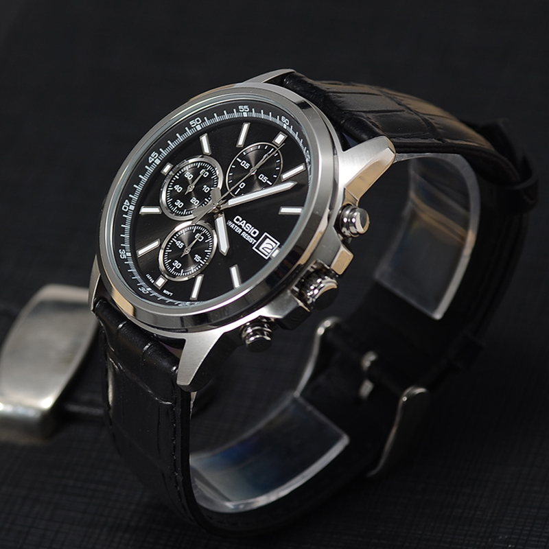 Casio卡西欧男士防水休闲简约三眼石英表官方正品MTH-5001L - 图0