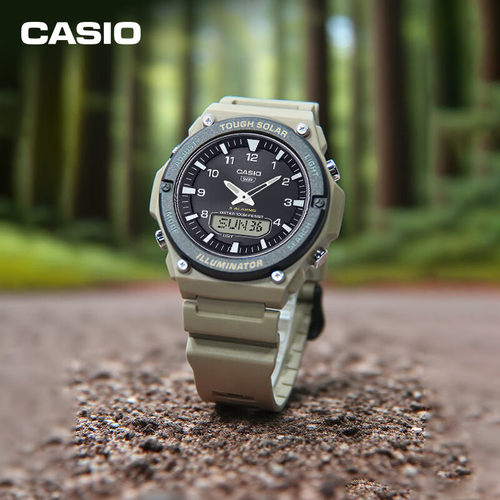 卡西欧手表男官方正品AQ-S820学生运动潮流大表盘防水太阳能手表 - 图1