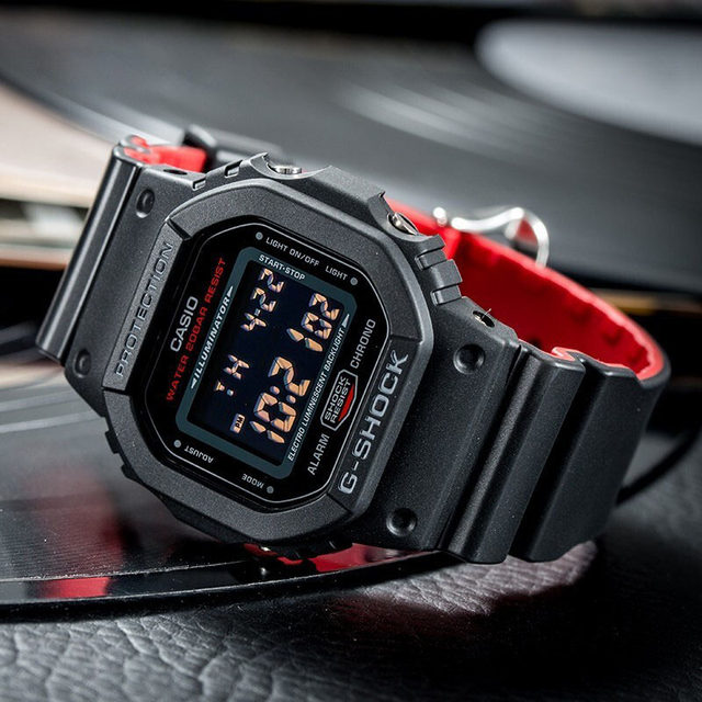 Casio watch casio men and women black and red classic
