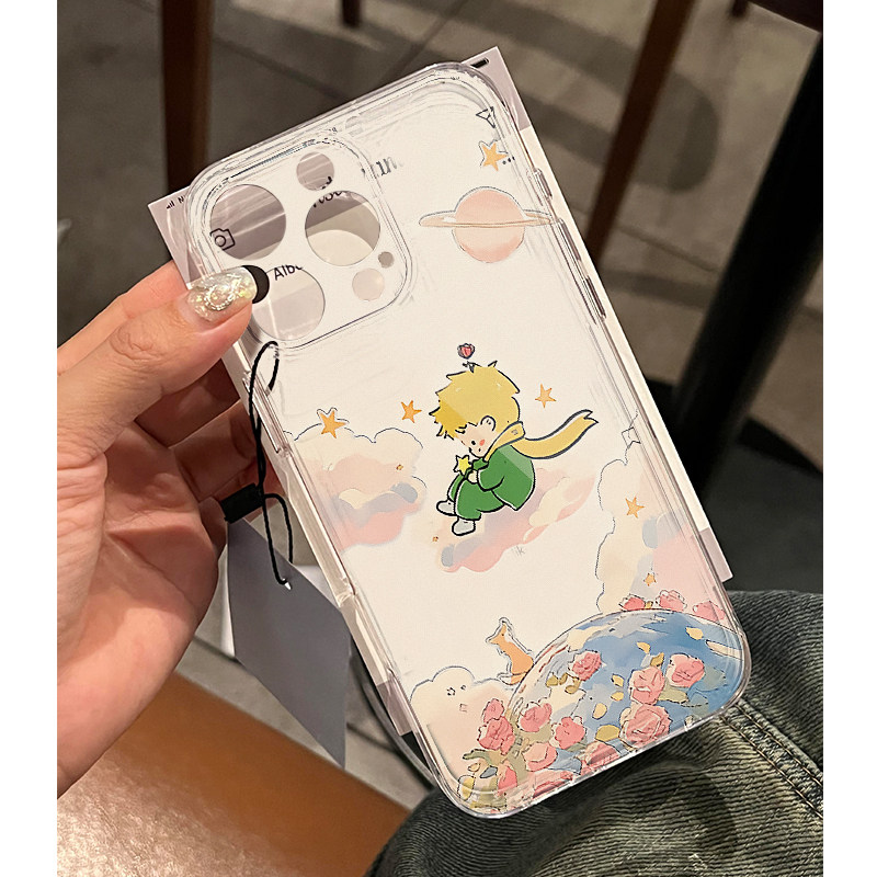 玫瑰星球小王子适用苹果13手机壳16Pro卡通vivox200透明红米note14防摔小米15一加华为mate70荣耀x60硅胶OPPO - 图0