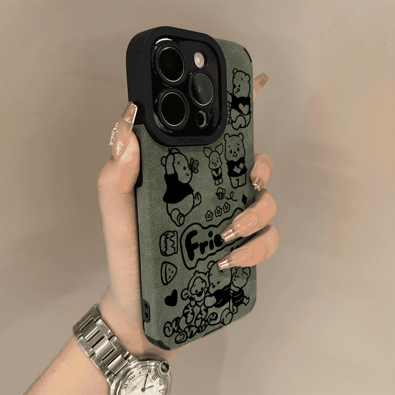 维尼熊friend适用苹果15/16promax手机壳iphone14pro可爱卡通16/13软壳12女新款11磨砂毛皮防摔max创意软套壳