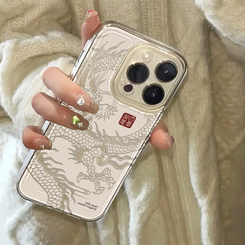 ins新年国潮中国风龙年大吉适用11苹果15ProMax手机壳iPhone13全包14新款12Pro软华为vivo小米荣耀OPPO保护套