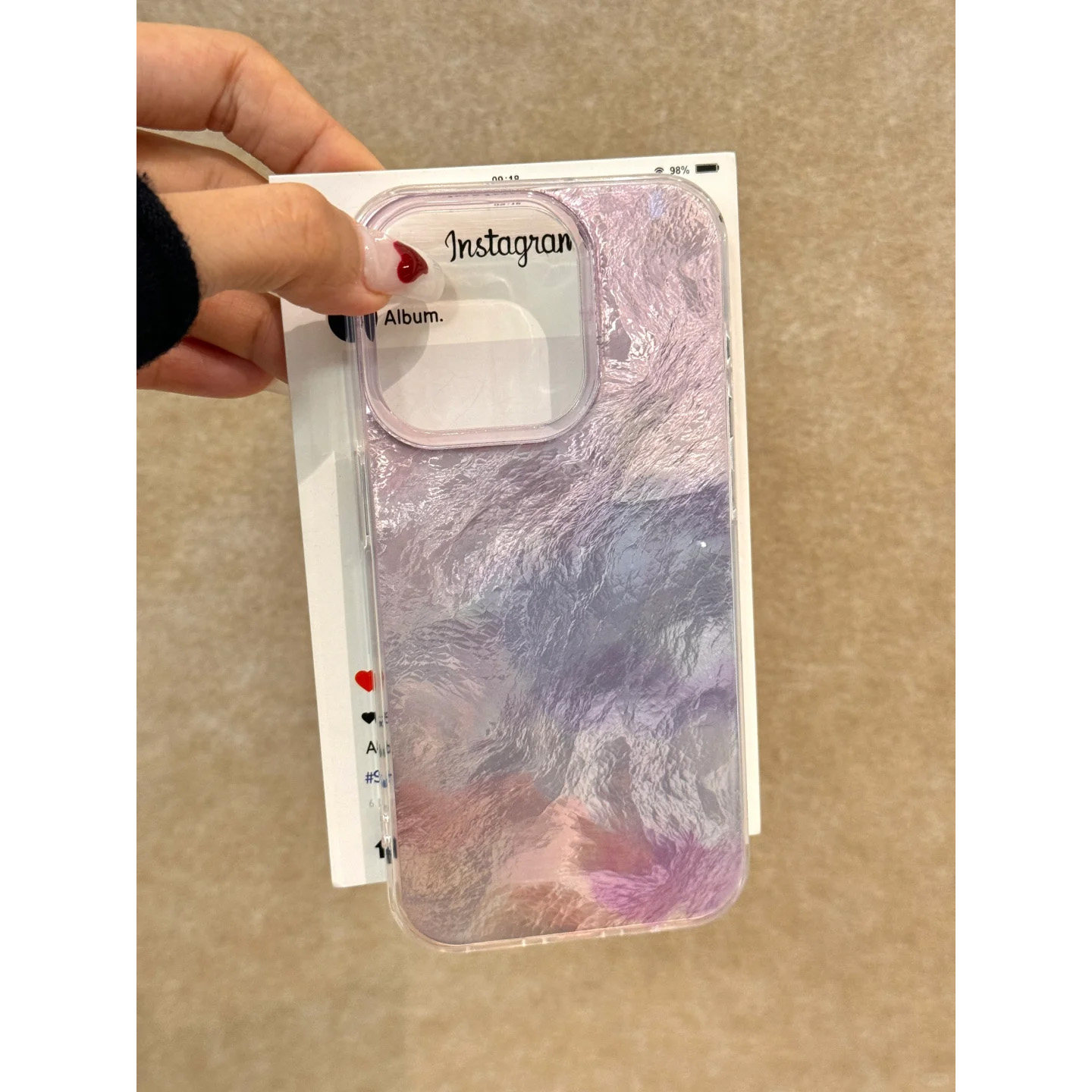 紫色渐变锡纸纹适用苹果15/16手机壳16Pro卡通vivox100冰裂纹红米note13防摔小米14华为pura70荣耀200女OPPO