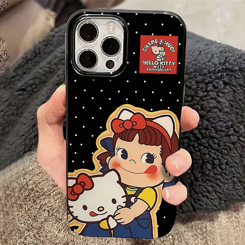 不二家女孩KT拥抱适用苹果16/15promax手机壳iphone14可爱卡通13软壳12女新款11果冻壳xs肤感防摔plus情侣xr