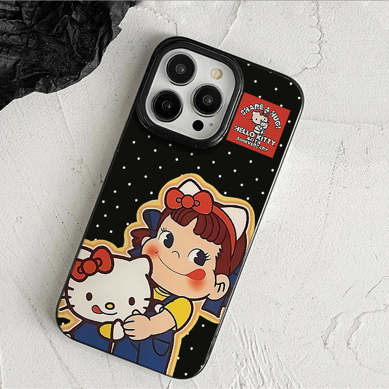不二家女孩KT拥抱适用苹果16/15promax手机壳iphone14可爱卡通13软壳12女新款11果冻壳xs肤感防摔plus情侣xr