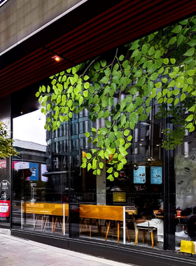 夏日绿植店铺橱窗玻璃门贴纸咖啡网红店氛围装饰静电无胶贴高级感
