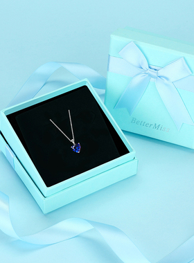 深宝蓝爱心项链女925银锁骨链轻奢小众高级感气质百搭生日礼物