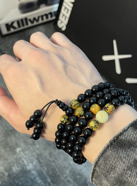 弹力十二生肖黑曜石夜光手链