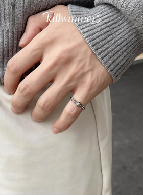 原创设计925银戒指男女复古做旧