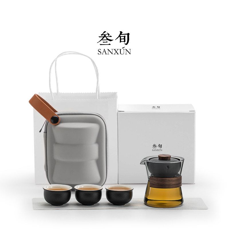 Thirty-year-old Chuanzhuan Kuai Ke Cup travel tea set with one pot and three cups