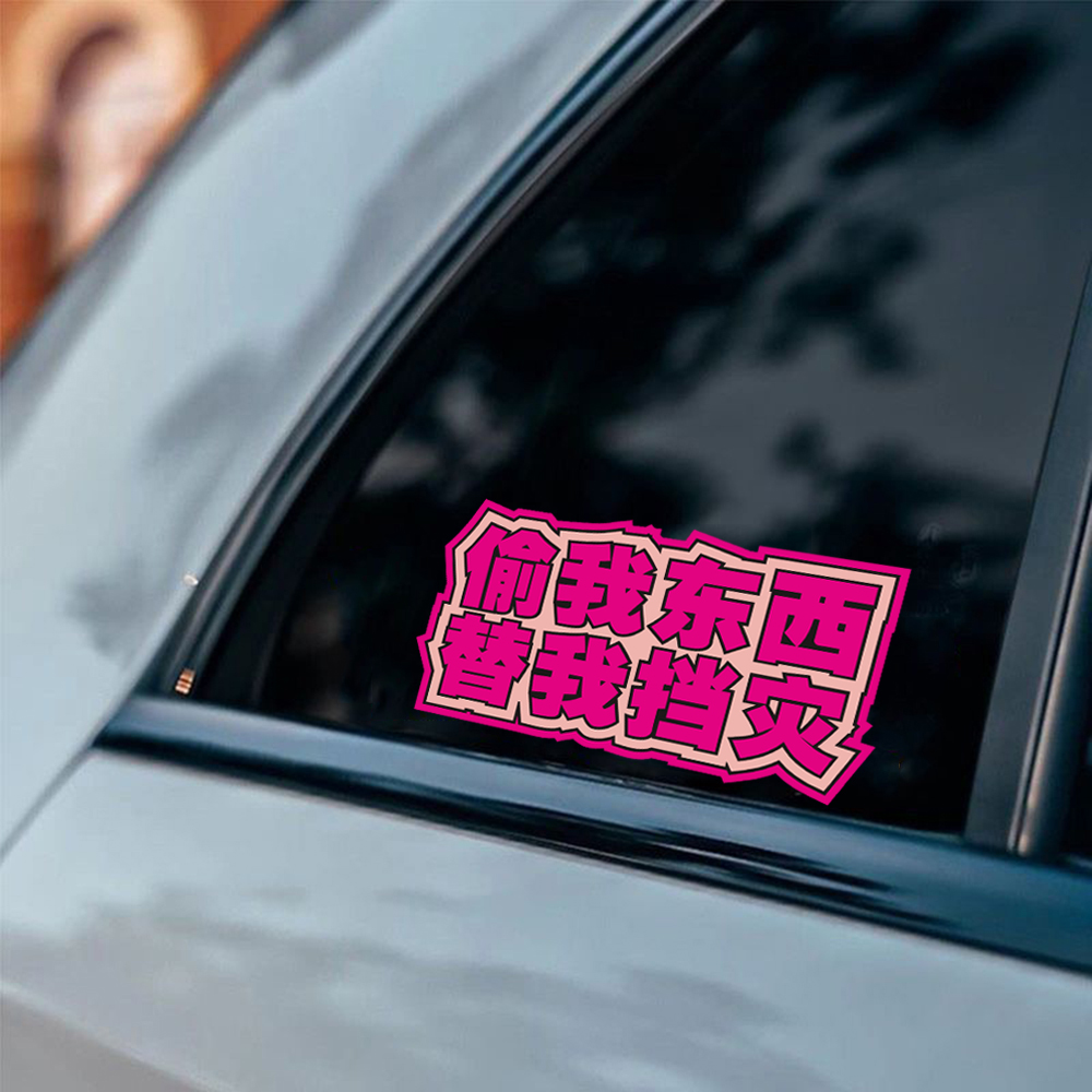 偷我东西替我挡灾贴纸汽车摩托车恶搞车贴电动车个性创意警示贴花 - 图0