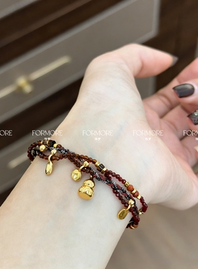 新中式天然石串珠手链葫芦挂坠多层叠戴民族风福禄手串美拉德百搭