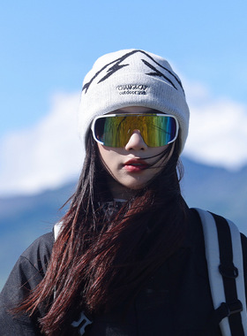 美式户外保暖毛线针织帽运动登山防风防寒百搭大头围护耳翻檐冷帽