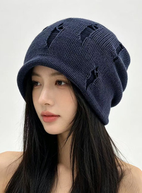 2026新款简约时尚风毛线针织帽保暖套头堆堆帽男女针织毛线帽现货