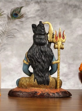 印度国际直邮手工制作黄铜Shiva湿婆神雕像 手绘|高度 10.5 英寸