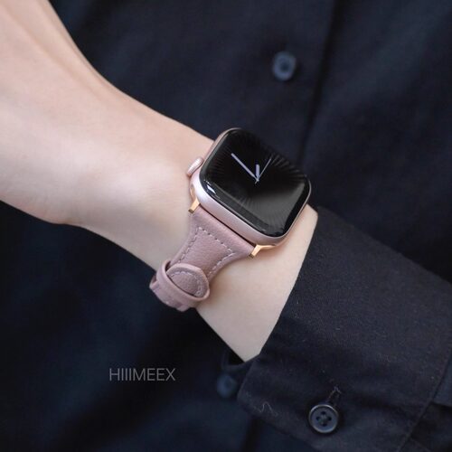 适用苹果手表 新款小蛮腰玫瑰粉iwatch表带applewatch表带创意表链柔软真皮表带高级感 - 图3