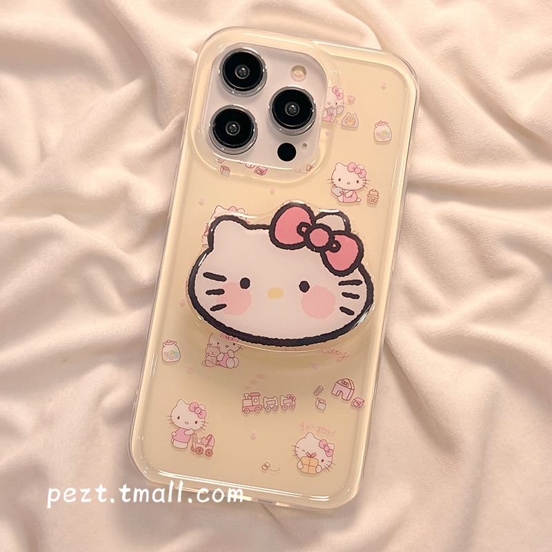 卡通hellokitty带支架适用苹果14手机壳少女心iphone15promax迷你新款13pro防摔12硅胶14pro可爱11女款13全包-图0