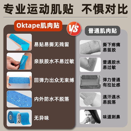 OKTAPE运动员专用肌肉贴运动绷带马拉松肌贴膝盖脚踝胶带肌内效贴 - 图0
