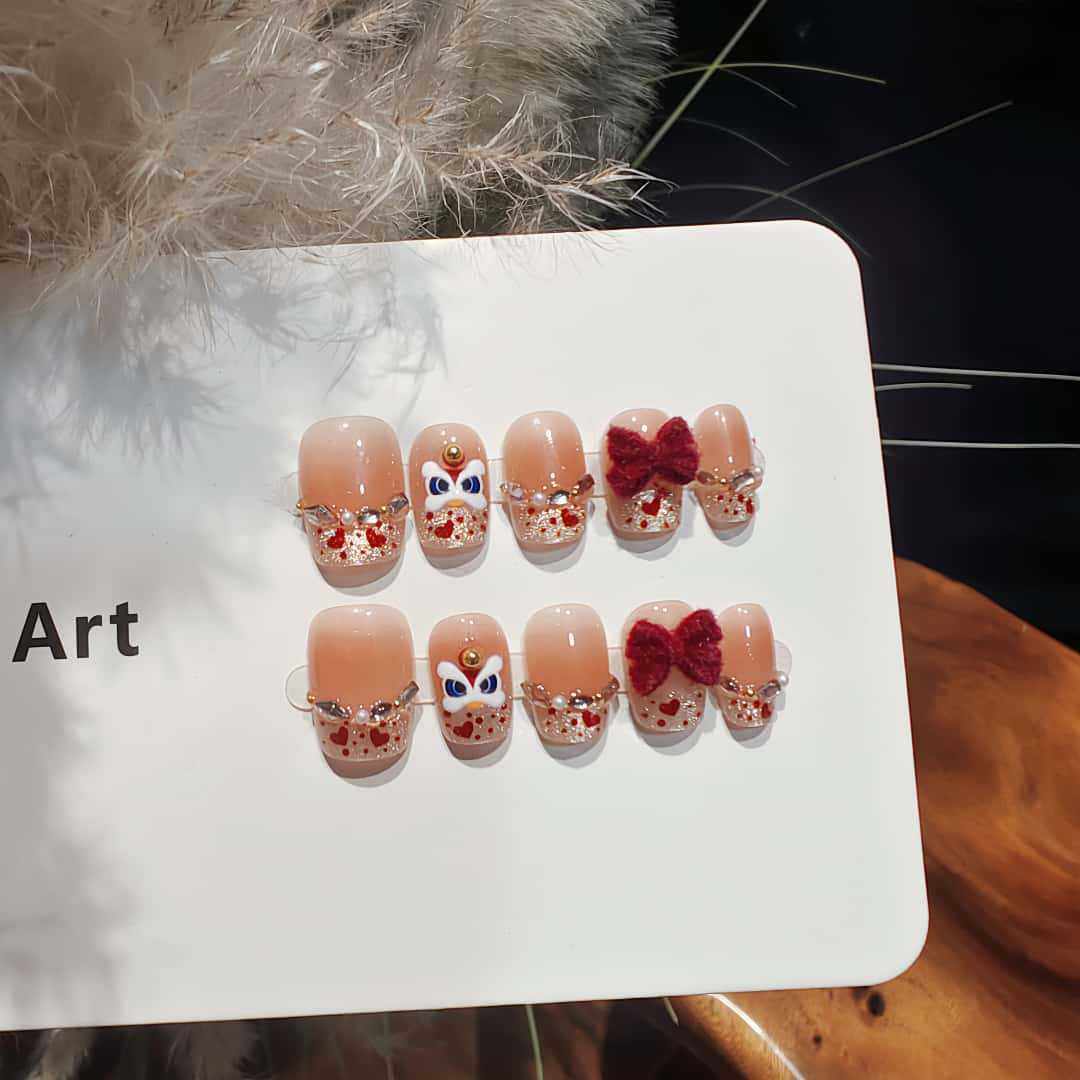 新年款穿戴美甲指甲贴片2026新款手工短款红色战甲显白修饰美甲贴,淘宝优惠券,粉丝福利购,淘宝优惠卷