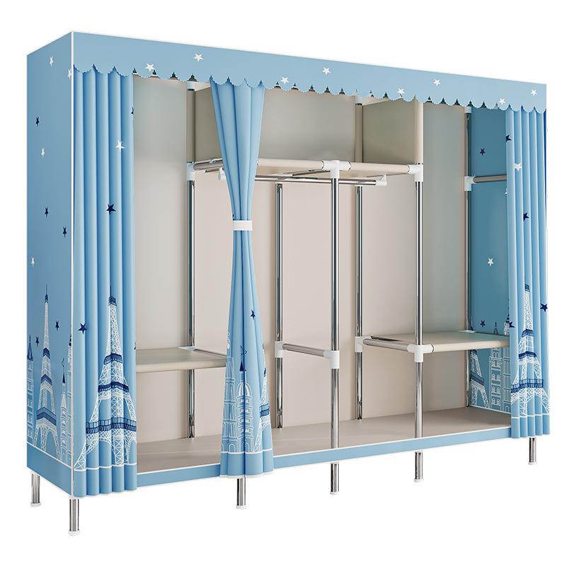 简易衣柜家用卧室儿童衣橱结实耐用出租房宿舍经济型组装布衣柜 - 图3