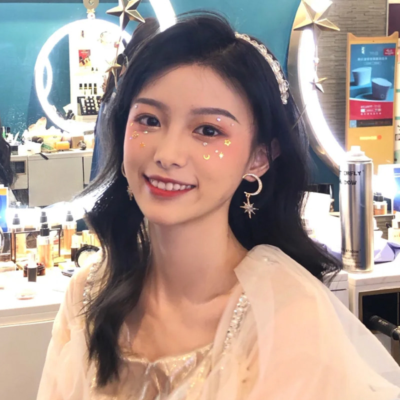 金色星星月亮贴脸贴纸妆脸部眼角装饰钻舞台化妆妆容贴画饰品美甲 - 图0