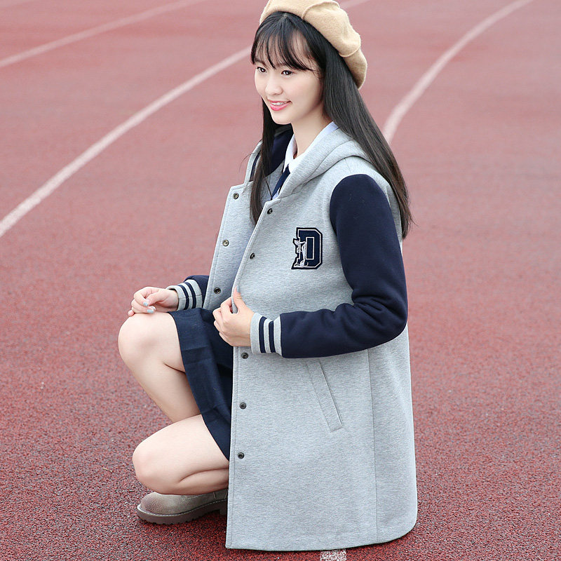 春秋装新款潮冬季少女中长款棒球服 迅驰服饰专营卫衣/绒衫