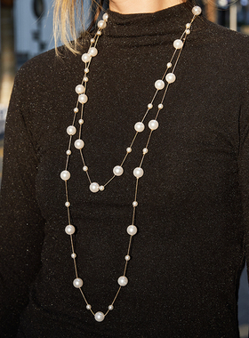 自营珍珠毛衣链女秋冬叠戴配饰