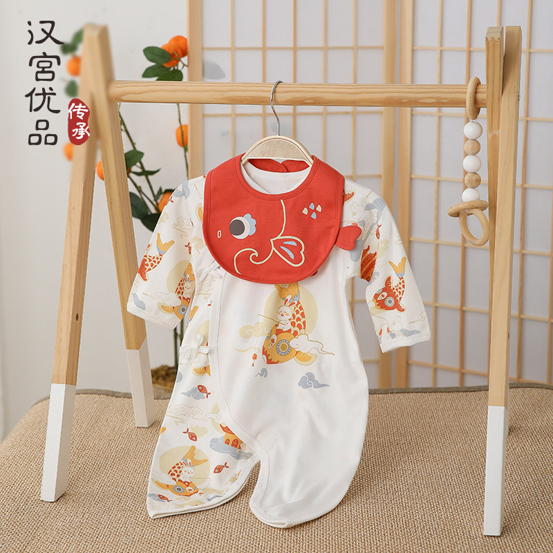 婴儿衣服新生儿蝴蝶衣初生儿和尚服中国风哈衣爬服宝宝春季连体衣