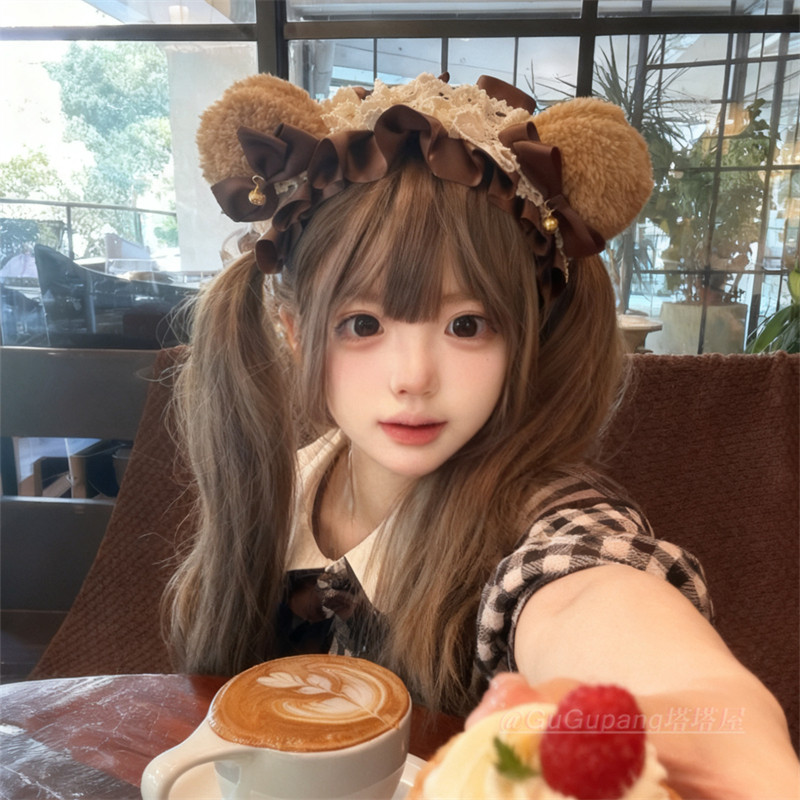 日系棕色蝴蝶结熊耳发箍可爱少女感小熊头箍lolita洛丽塔发饰头饰,淘宝优惠券,粉丝福利购,淘宝优惠卷