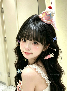 粉色樱桃蛋糕生日帽子发夹