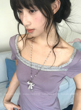 百合花朵珍珠水滴项链