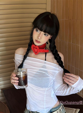 y2k复古红色爱心choker项圈