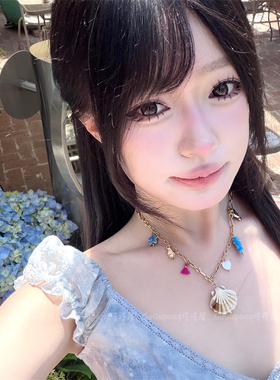 海洋系金色贝壳吊坠项链