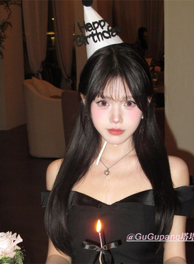 韩系ins黑色毛球生日帽发箍