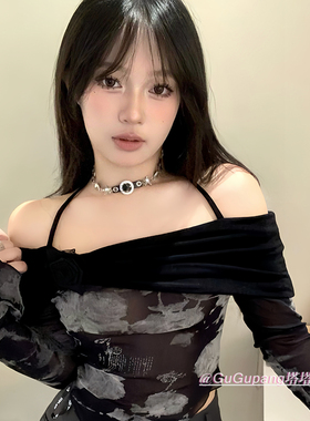 y2k黑钻朋克choker项链