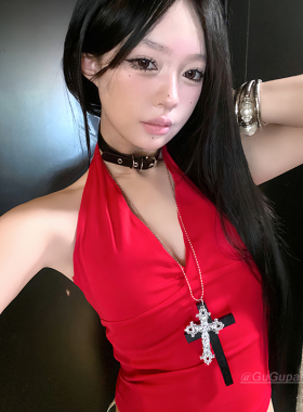 复古哥特风十字架长款项链