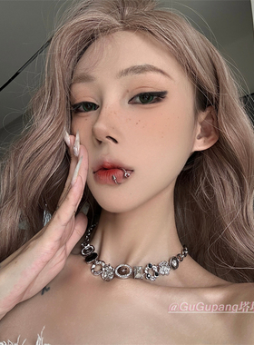 y2k甜酷风金属纽扣项链