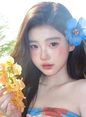 氛围感蓝色扶桑花发夹