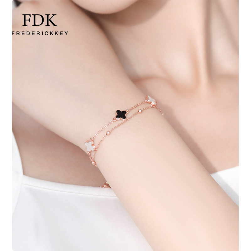 四叶草女生轻奢小众幸运草手链 FDK珠宝手链