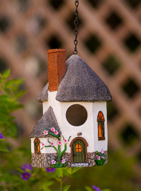 庭院花园装饰布置鹦鹉户外鸟屋过冬保暖鸟窝挂窝树脂工艺品摆件