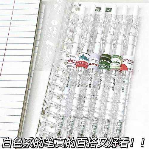 moka矿泉水宝特瓶按动笔ins风高颜值中性笔中小学生0.5mm速干刷题黑笔ST头简约考试专用笔 - 图3