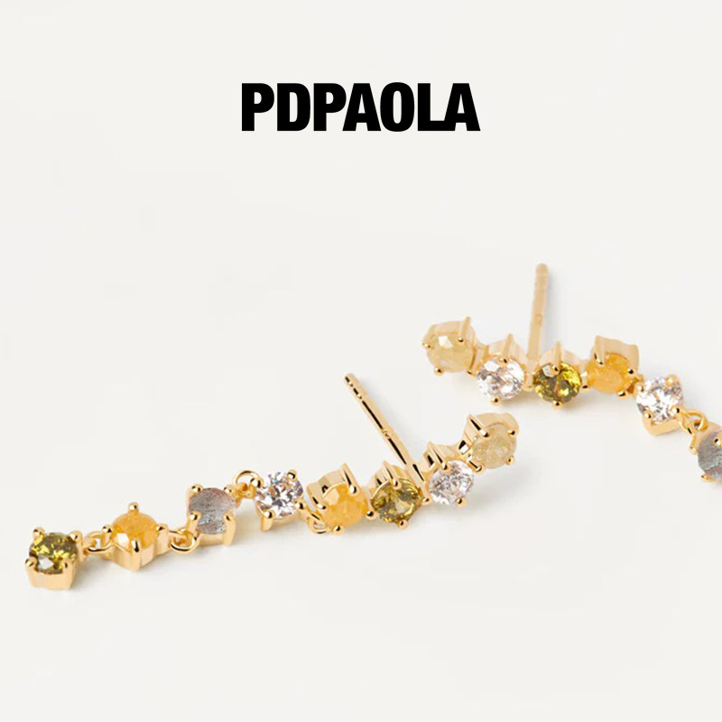pdpaola女彩色宝石纯银耳饰潮耳钉 PDPAOLA海外耳环