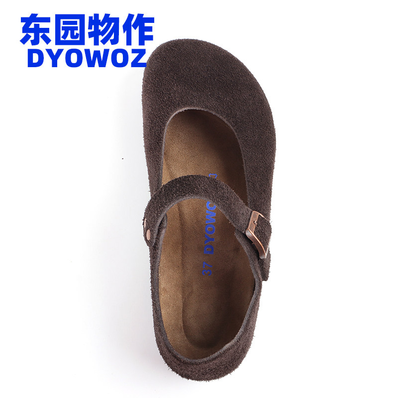 东园物作DYOWOZ玛丽珍女鞋反绒牛皮四季单鞋勃肯复古浅口圆头外穿,淘宝优惠券,粉丝福利购,淘宝优惠卷
