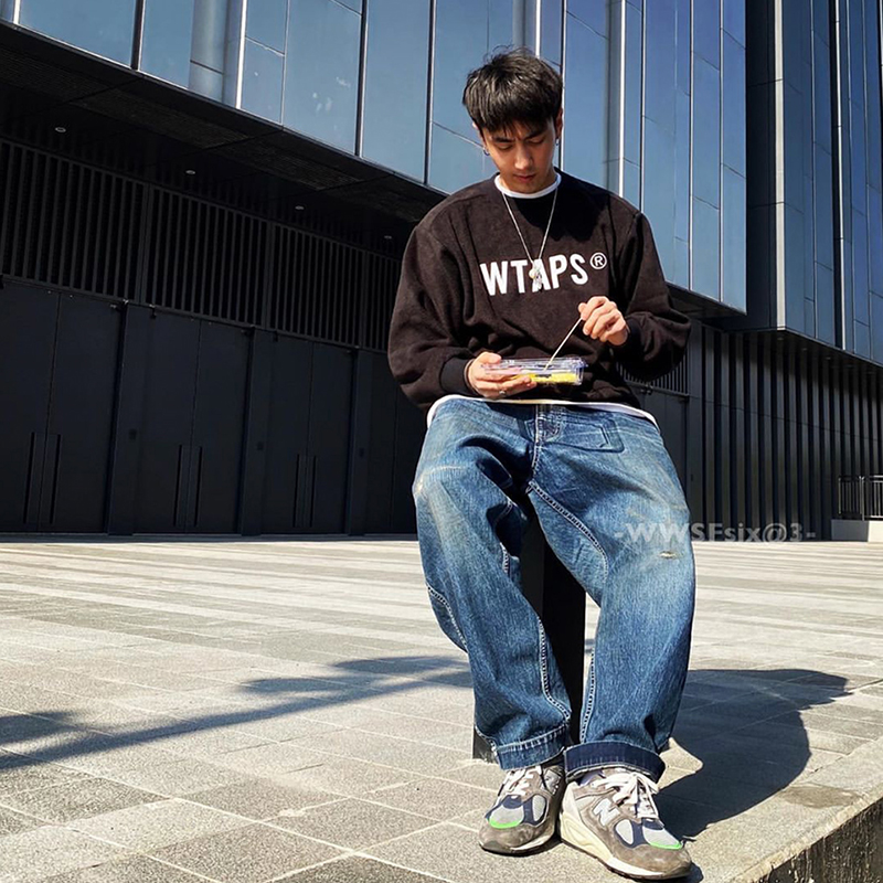 【现货】SOLAR BEAMS阔腿水洗牛仔裤余文乐日系直筒宽松工装长裤 - 图1