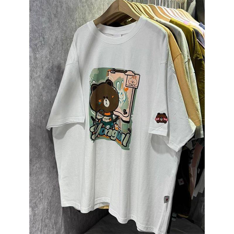 外贸清仓~品牌尾货捡漏潮牌卡通小熊印花纯棉宽松男女短袖T恤上衣,淘宝优惠券,粉丝福利购,淘宝优惠卷